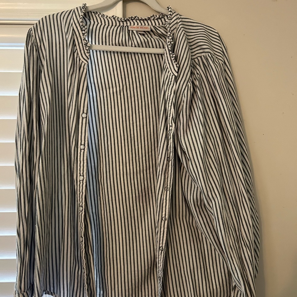 Knox Rose Black and White Striped Top